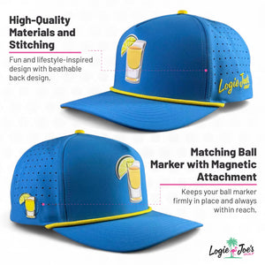 Logie Joe’s "Classic" Golf Hat | Snapback Cap | Built-in Magnetic Ball Marker Holder + Marker Included | Adjustable Script Logo