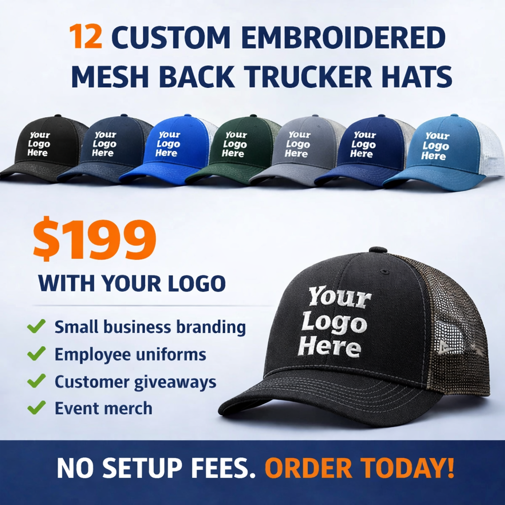 Custom Embroidered Hats 12-Pack
