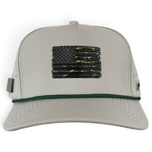 Tactical Golf Hat | Snapback Cap | Built-in Magnetic Ball Marker Holder + Marker Included | Adjustable American Camo