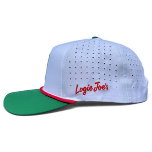 Vintage Cooler Golf Hat | Snapback Cap | Built-in Magnetic Ball Marker Holder + Marker Included | Adjustable White Green Beverages