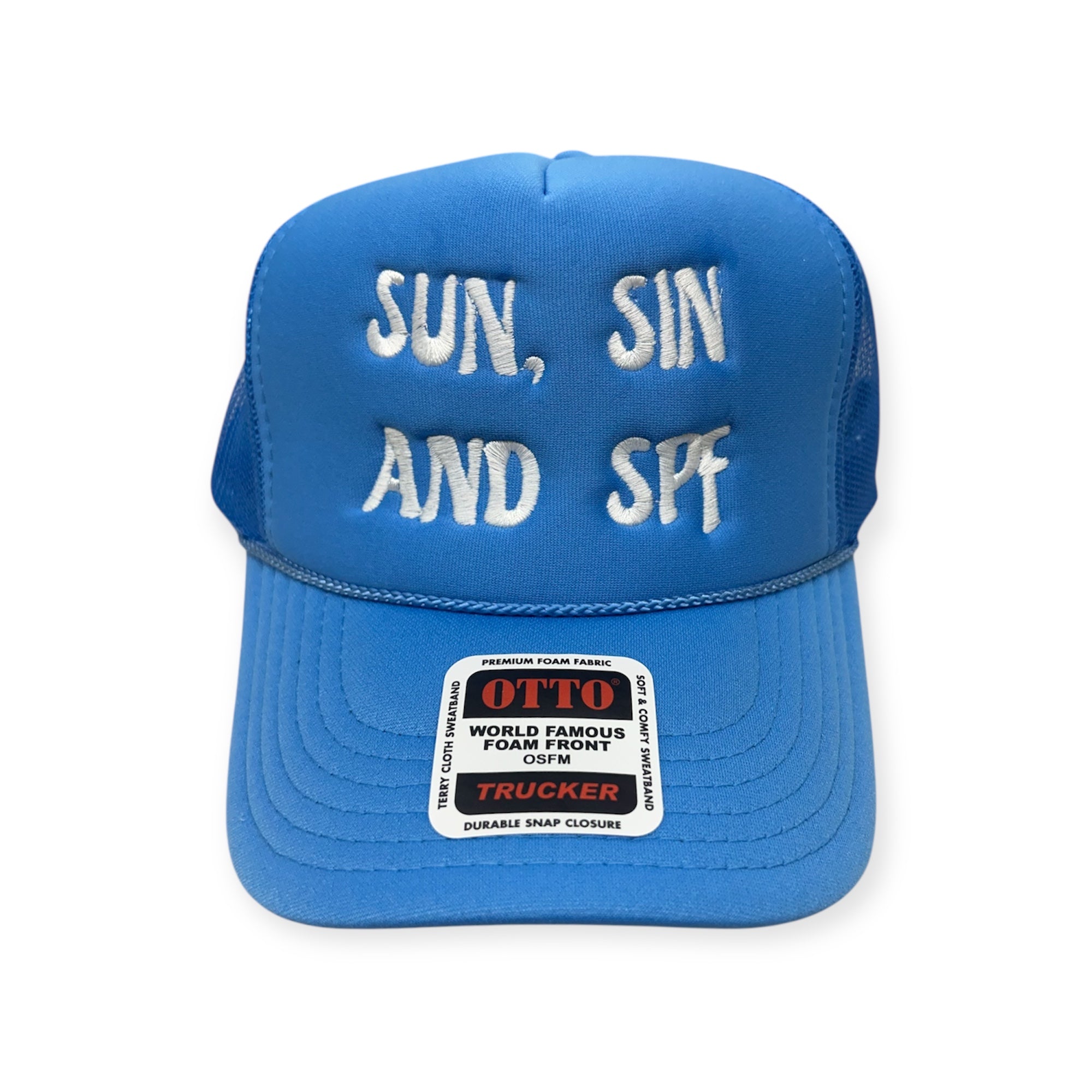 Sun, Sin, and SPF Embroidery Hat - Foam Trucker Hat