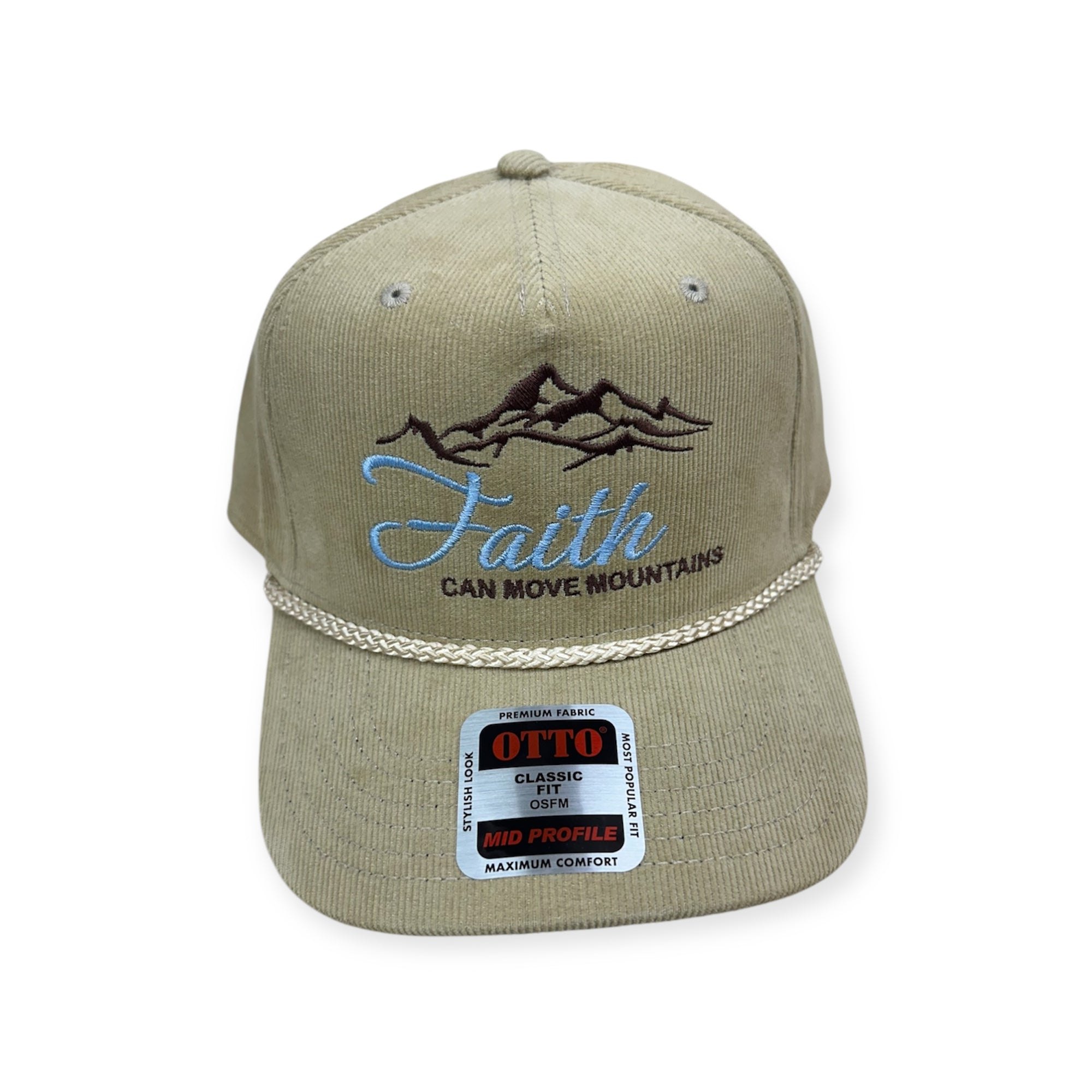 Faith Can Move Mountains Embroidery Hat - Otto Corduroy Rope Hat