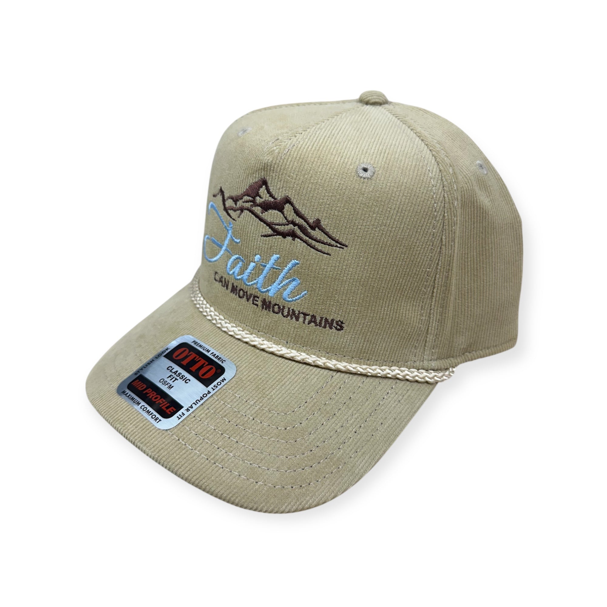 Faith Can Move Mountains Embroidery Hat - Otto Corduroy Rope Hat