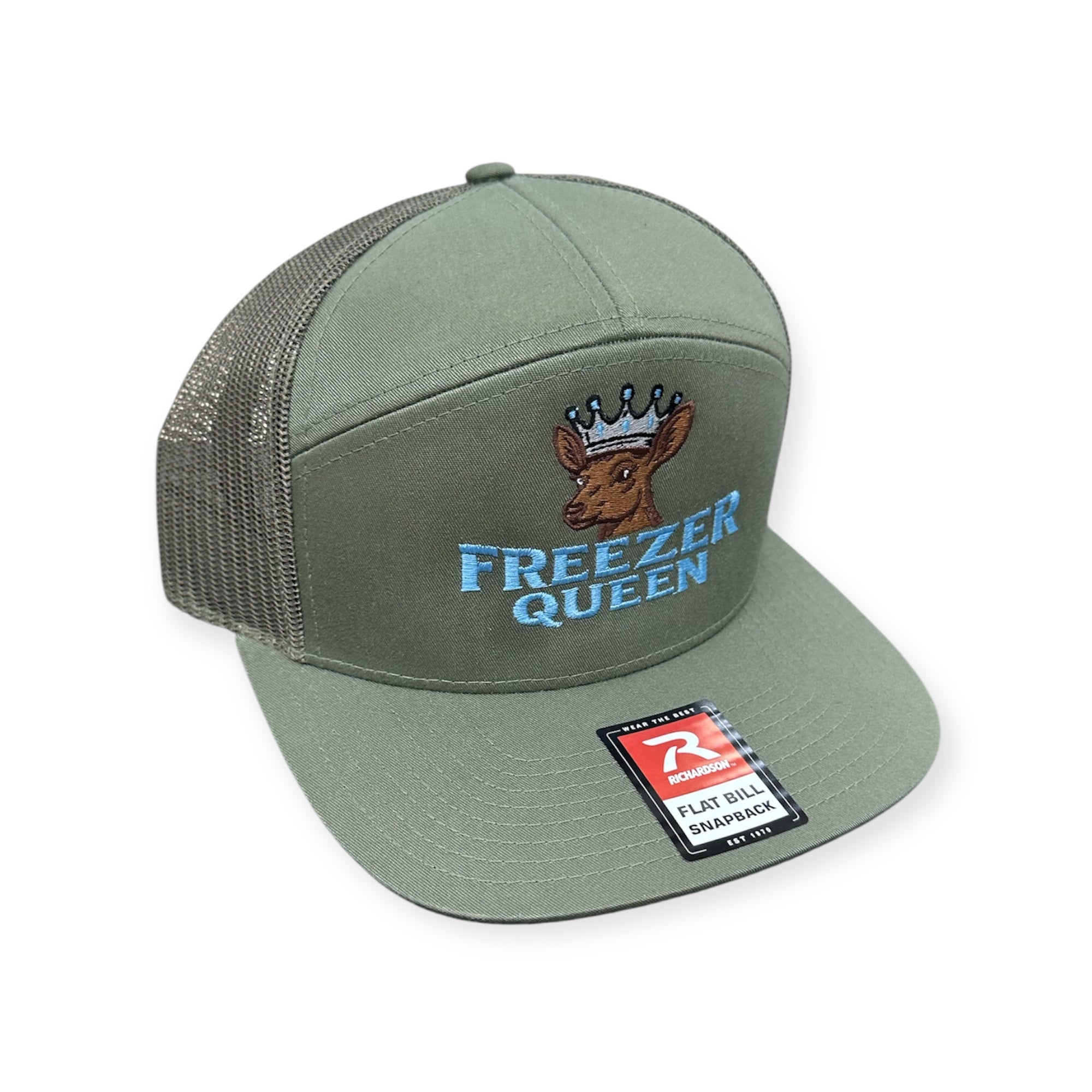 Freezer Queen Embroidery Hat - Richardson 168 Seven Panel Trucker Hat