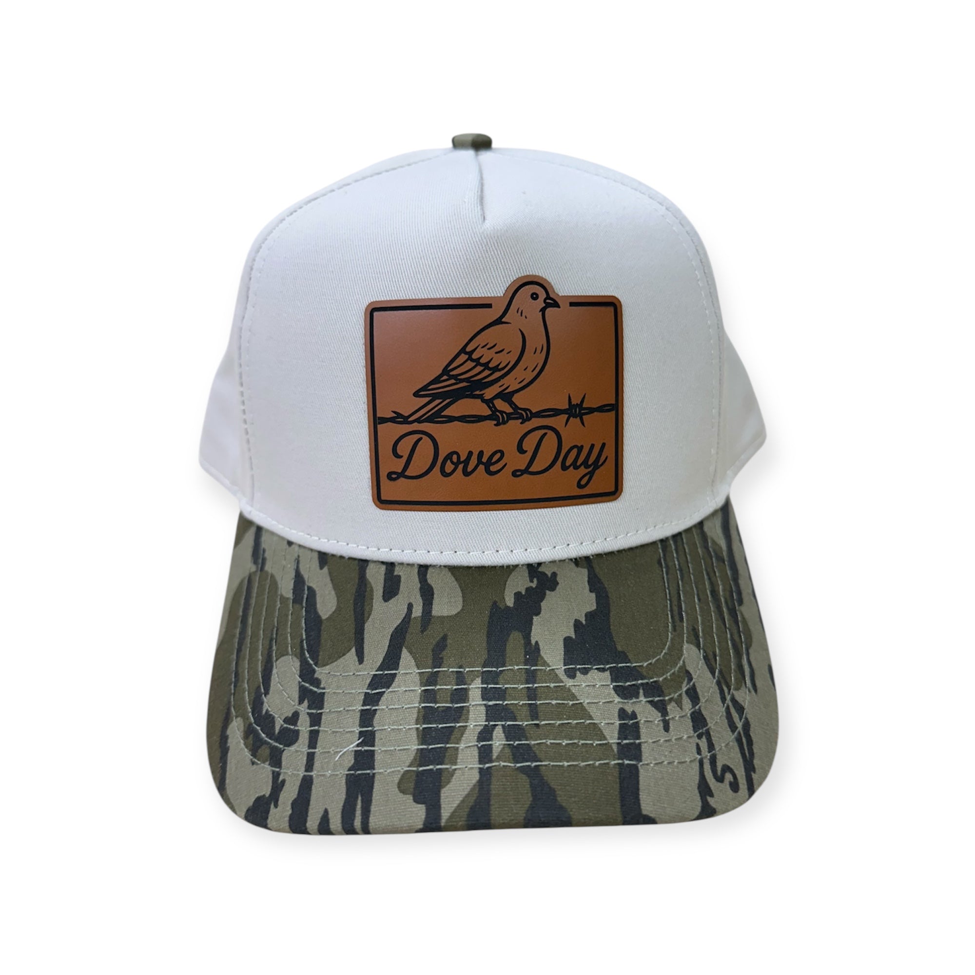 Dove Day Patch Hat - Lost Hat 5 Panel Camo Hat - Mossy Oak Bottomland