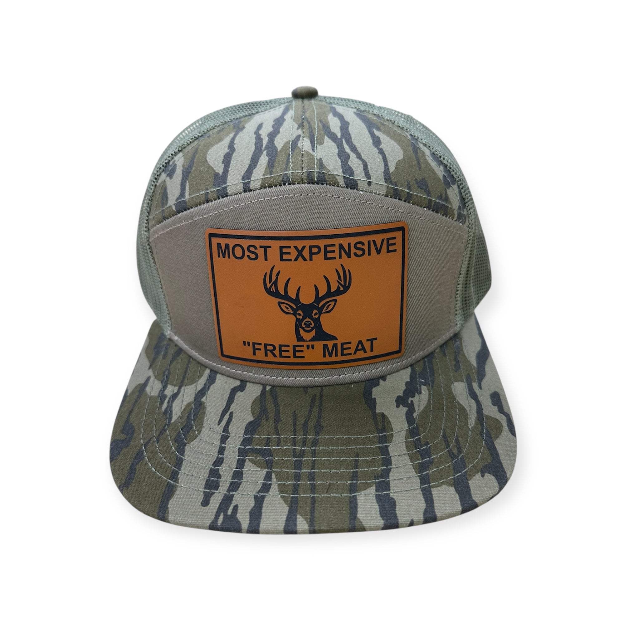 Most Expensive Free Meat Patch Hat - Richardson 168 Camo 7 Panel Trucker Hat