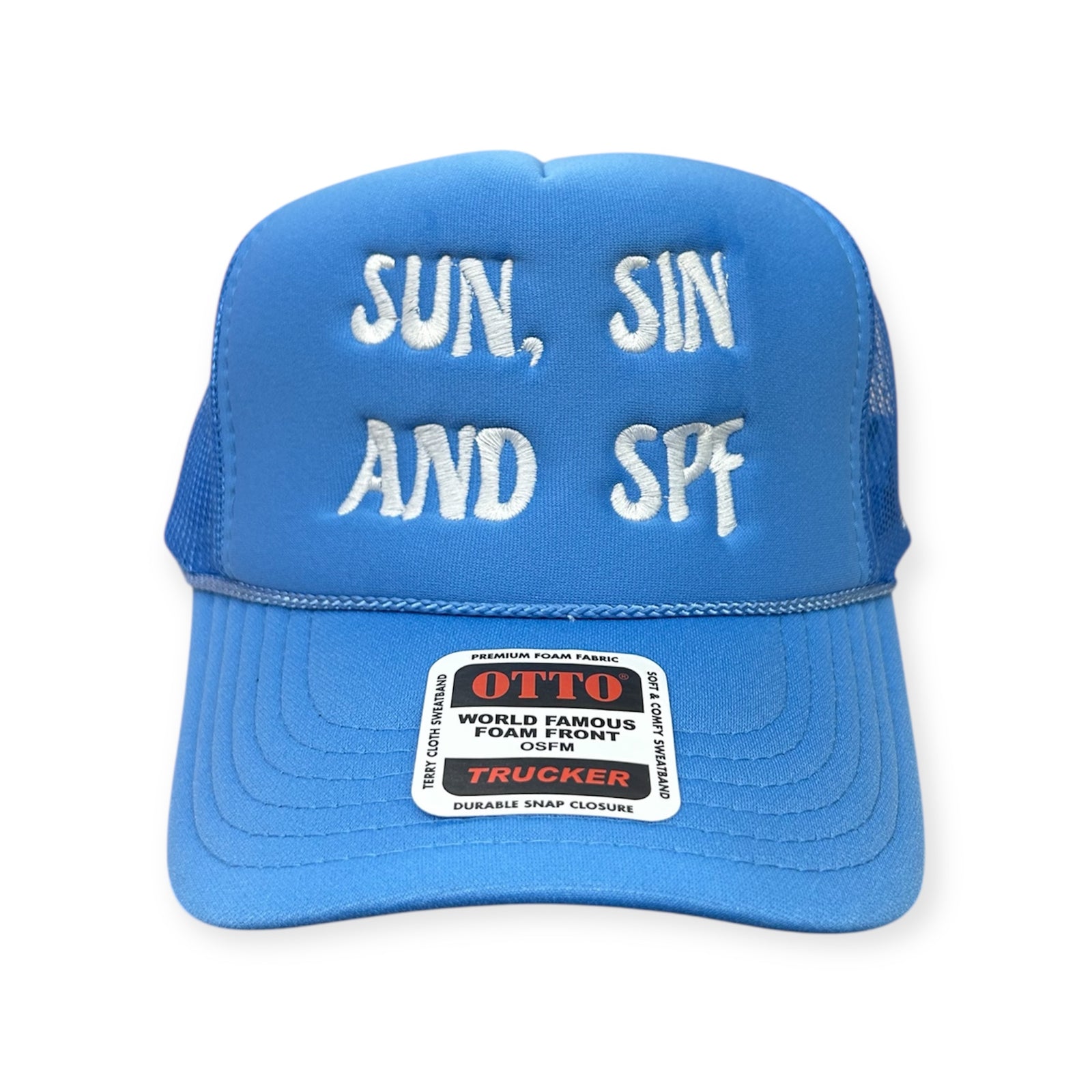 Sun, Sin, and SPF Embroidery Hat - Foam Trucker Hat