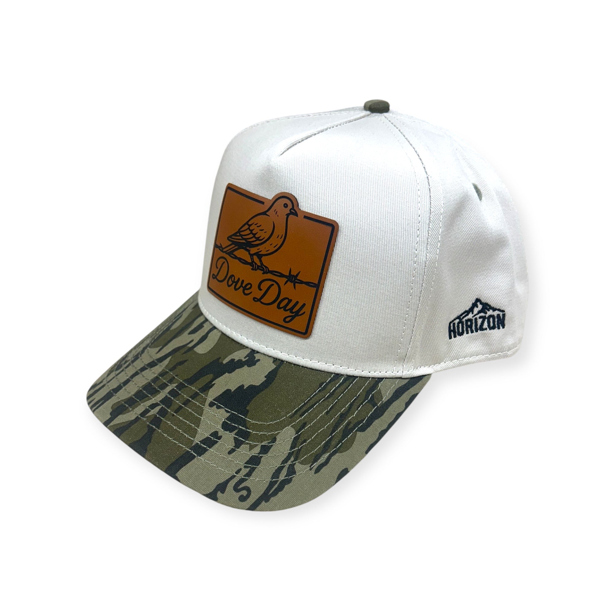 Dove Day Patch Hat - Lost Hat 5 Panel Camo Hat - Mossy Oak Bottomland