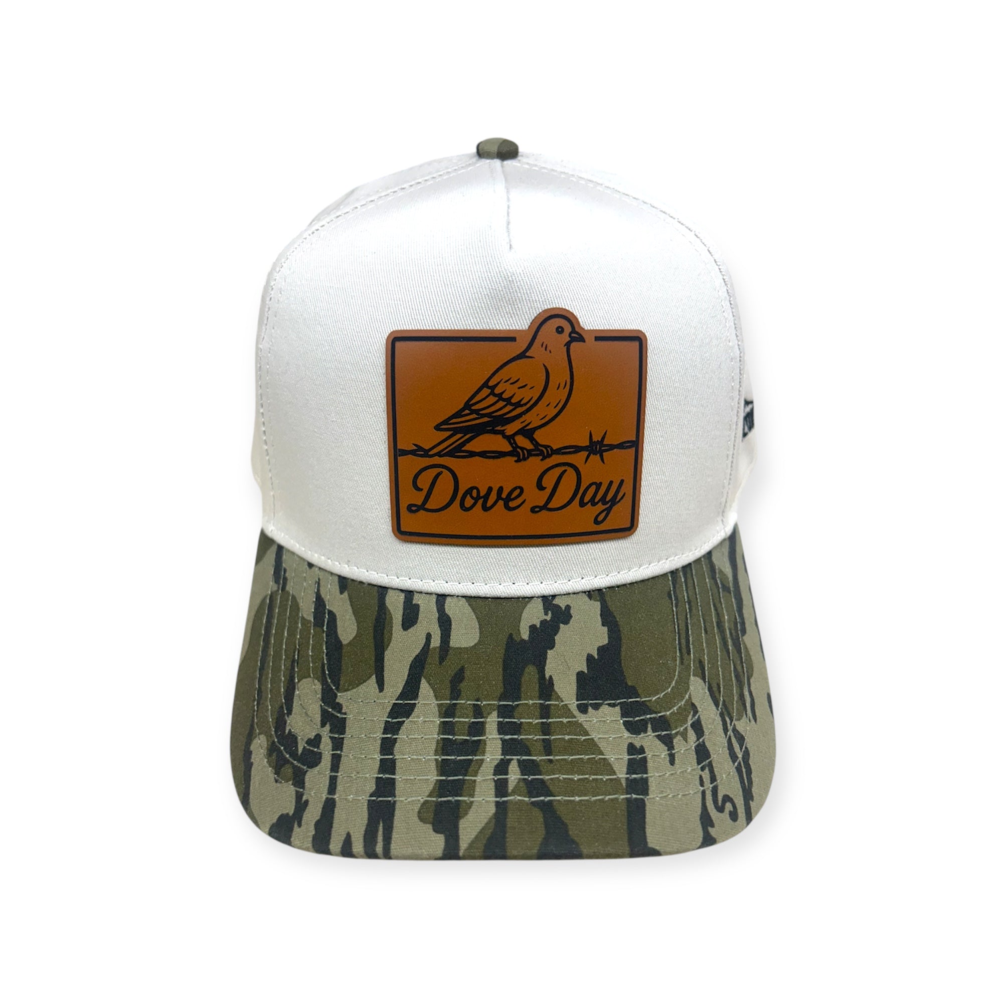 Dove Day Patch Hat - Lost Hat 5 Panel Camo Hat - Mossy Oak Bottomland