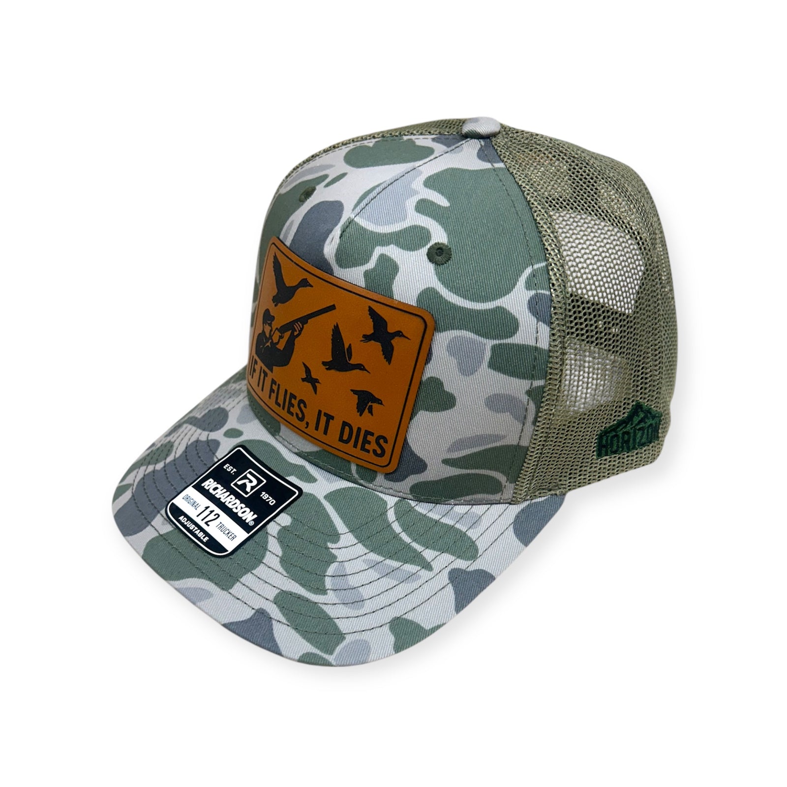 If It Flies, It Dies Patch Hat - Richardson 112PFP Camo Trucker Hat