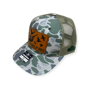 If It Flies, It Dies Patch Hat - Richardson 112PFP Camo Trucker Hat