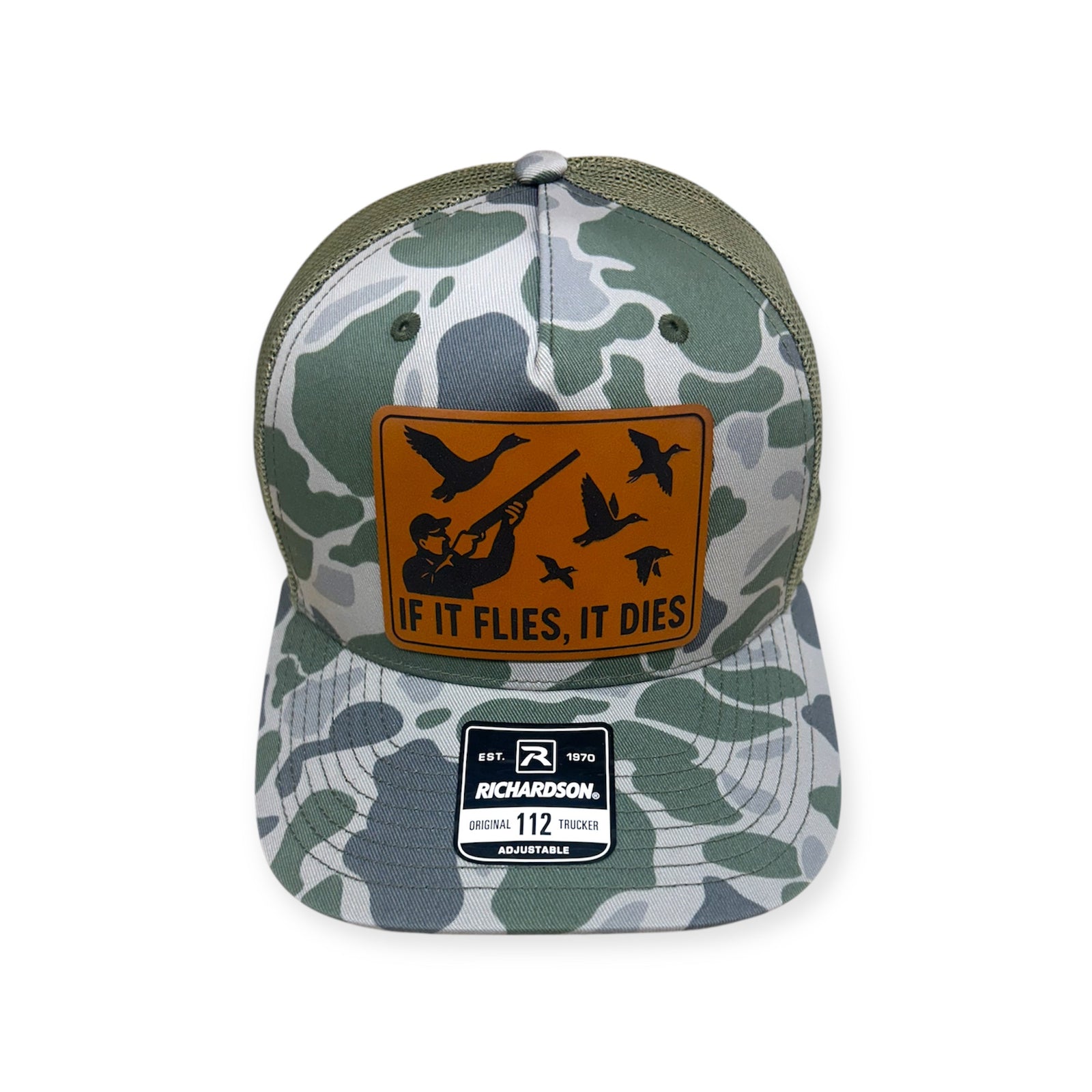 If It Flies, It Dies Patch Hat - Richardson 112PFP Camo Trucker Hat