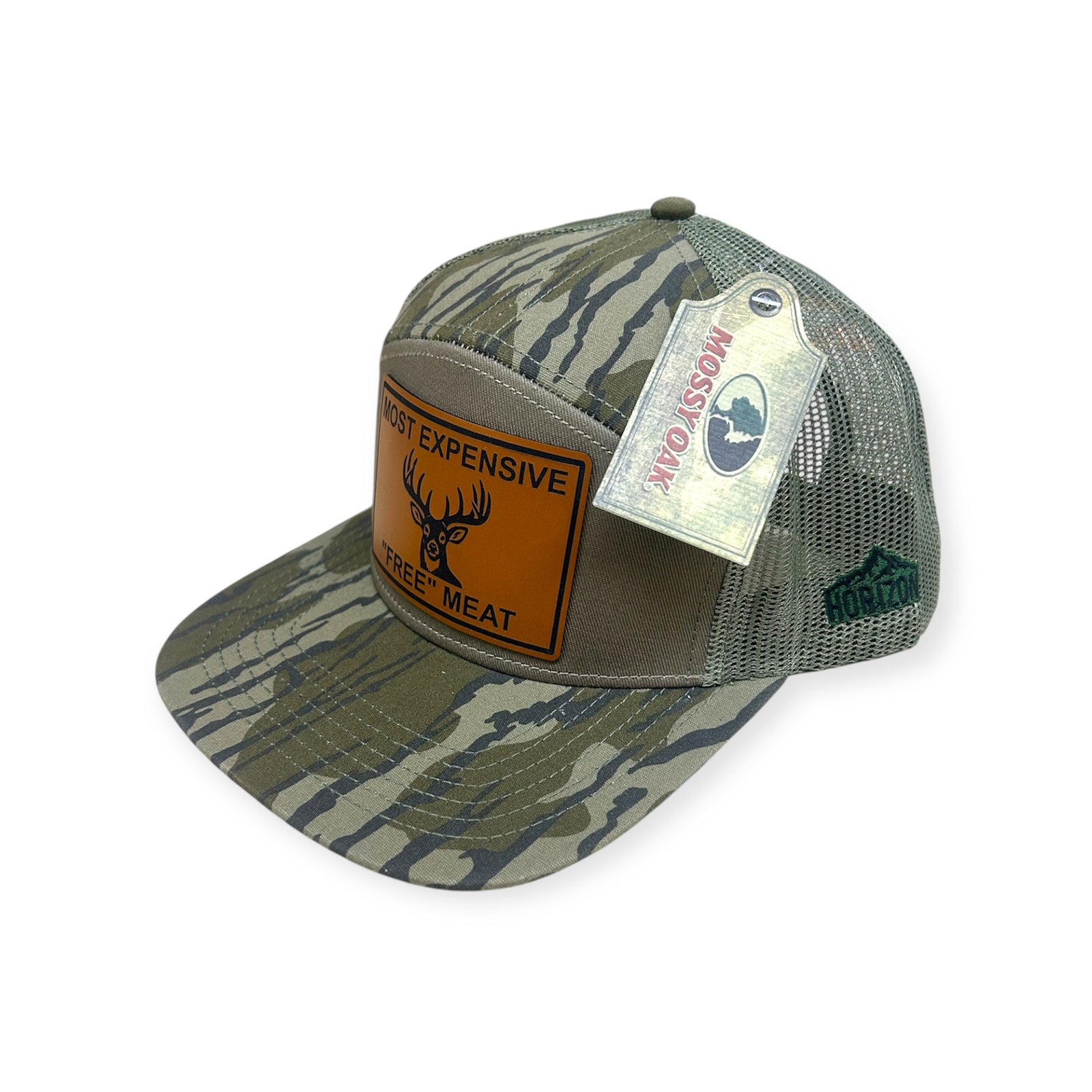 Most Expensive Free Meat Patch Hat - Camo 7 Panel Trucker Hat