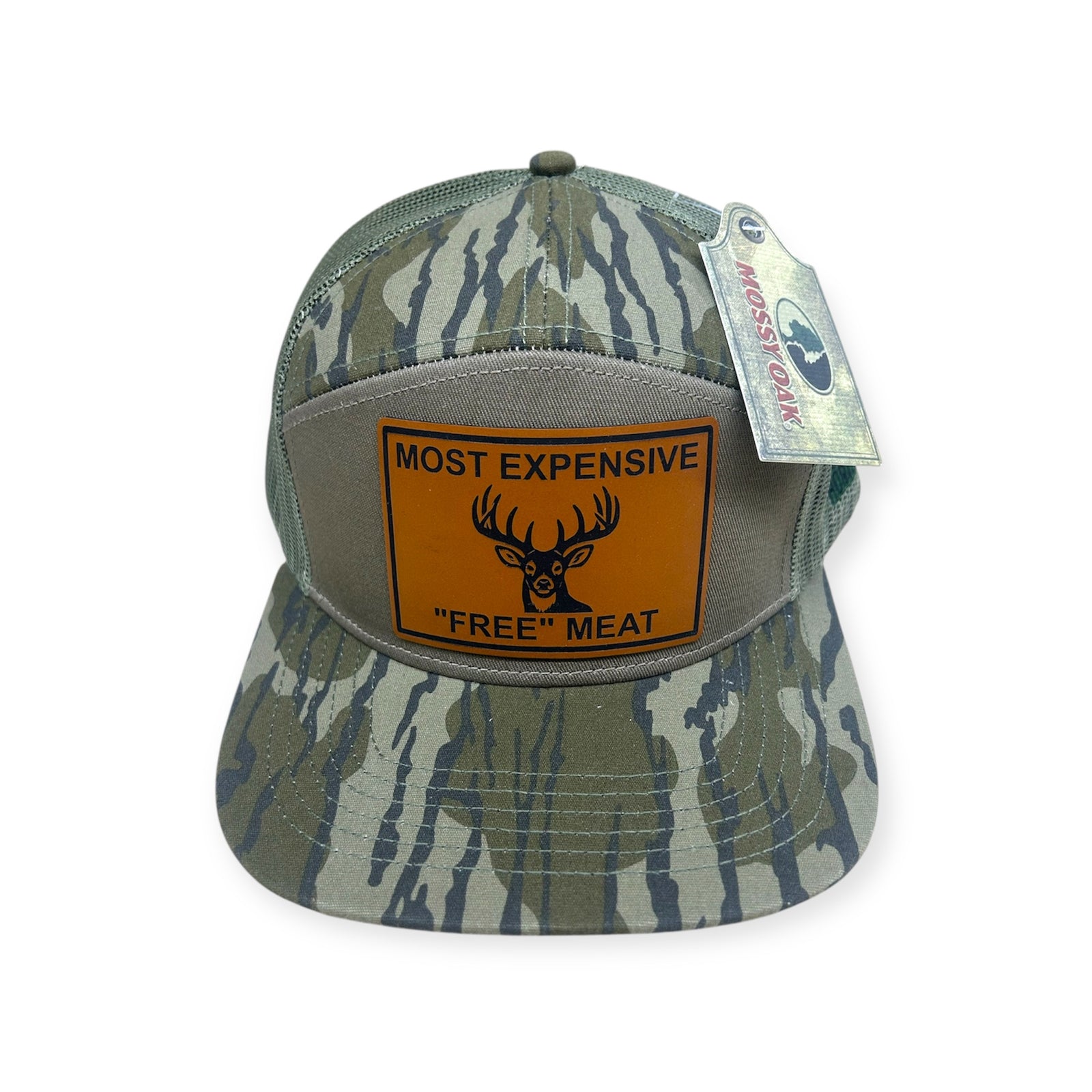 Most Expensive Free Meat Patch Hat - Camo 7 Panel Trucker Hat